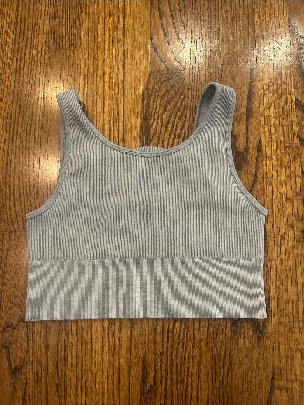 Harmony Balance Grey Ribbed Sports Bra Cutout Back Crop Top - Medium